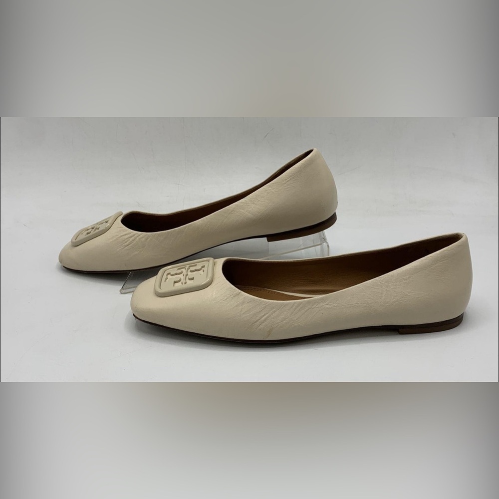 Tory Burch Square Toe Leather Georgia Ballet Flats Size 8 - Picture 6 of 7